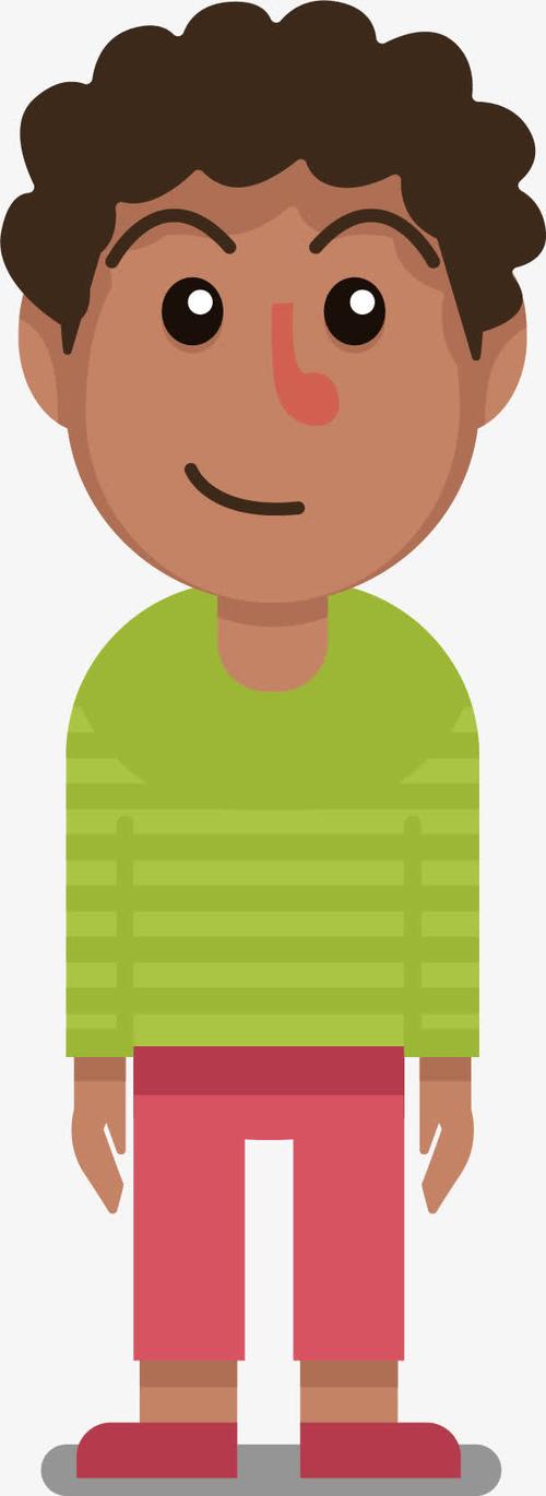 矢量图卷发小男孩