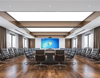 现代会议室装修效果图3d模型下载