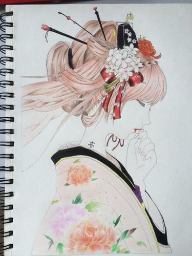 手绘 彩铅 古风 少女彩铅 动漫 古风美女彩铅画古风美女步骤古风少女