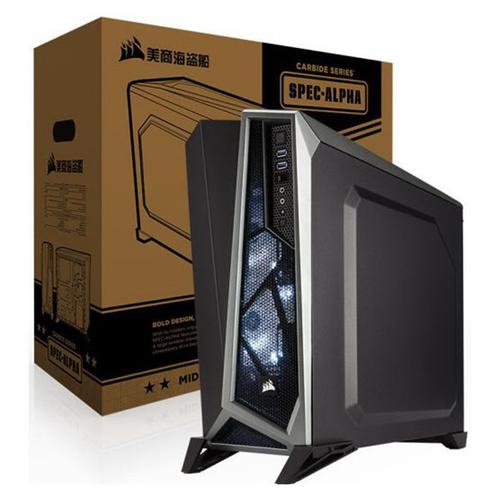 美商海盗船(uscorsair)spec-alpha 黑银色 中塔游戏机箱(支持atx主板