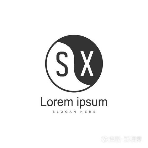初始字母sx标志模板. 简约字母标志设计