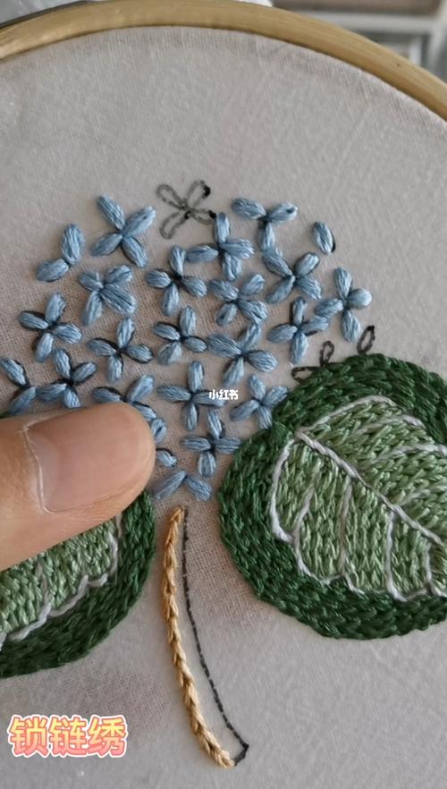 刺绣初级针法之锁链绣_刺绣_diy手工刺绣_兴趣爱好
