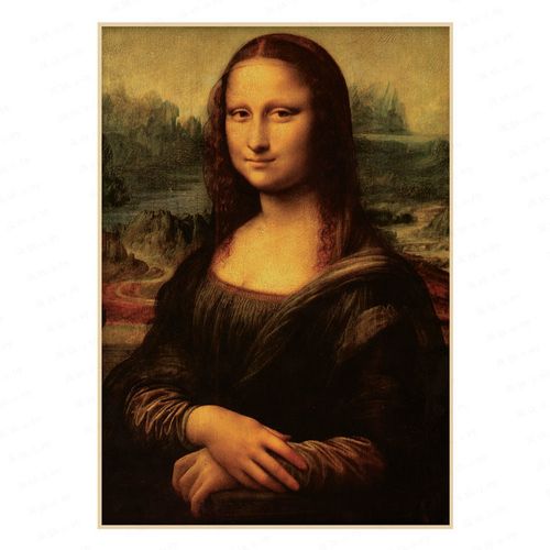 蒙娜丽莎的微笑 巴黎卢浮宫镇馆之宝 复古牛皮纸海报