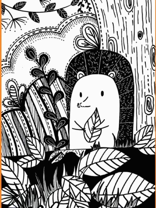 美术课件/创意线描/可爱的小刺猬_美术_线描_美术课件