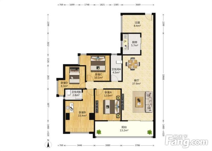 水岸星城 4室2厅 南 西南