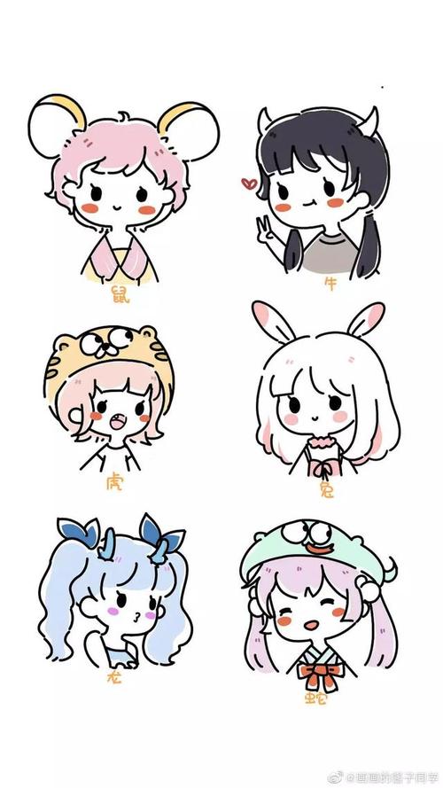 12生肖人物简笔画,还有学科拟人,儿童画,手账素材,可爱至极