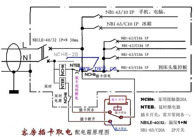 酒店客房插卡取电配电箱原理图