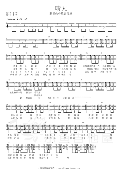 晴天-尤克里里谱