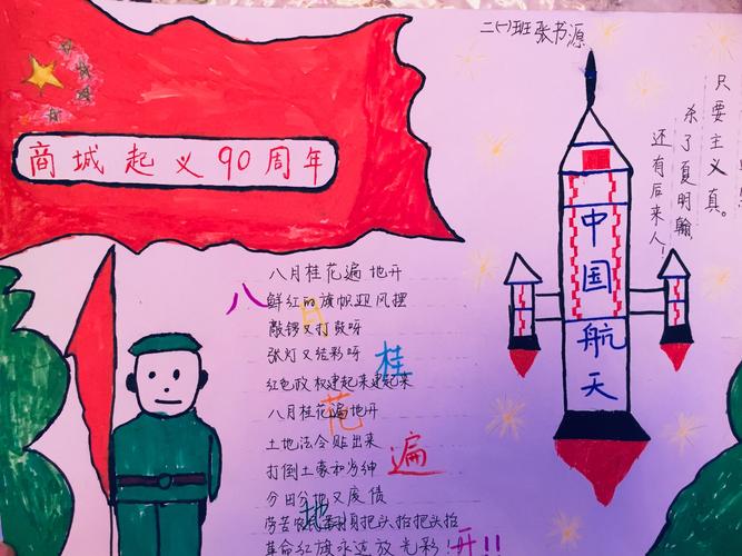 "纪念商城起义90周年"主题手抄报 写美篇        "忆往昔,峥嵘岁月稠