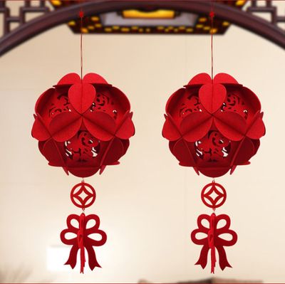 新年挂件 新年加厚无纺布福字绣球 春节客厅福字挂件 装饰品可定