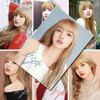 lisa照片black,blackpink照片lisa lisa海报 高清亲笔签名写真照片blackpink周边墙贴墙纸超大纸玫瑰壁画