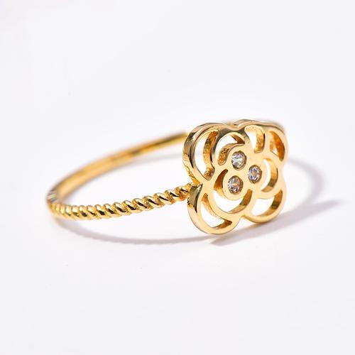 首尔k金纯14k金黄金韩国镂空戒指