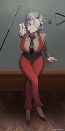 《弹丸论破》知惠袋雪花,动漫全面屏壁纸,爱打台球的邻家大姐姐