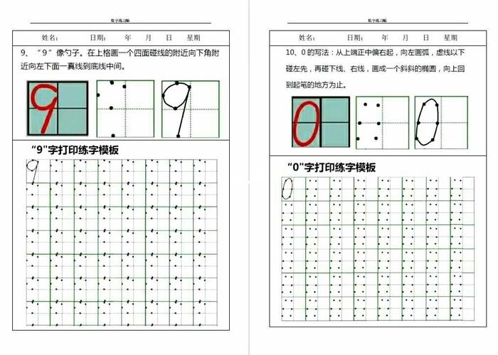 小学数字0-9田字格规范书写练习字帖练习纸_字帖_早教