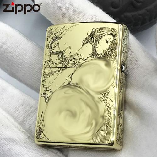 纯铜精雕性感织田美女煤油防风打火机氧化材质zippo