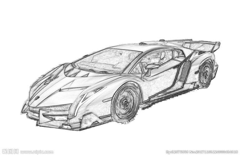 跑车素描图片