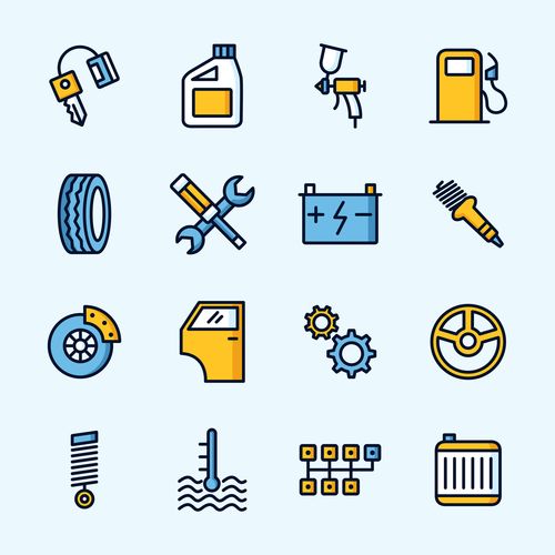 汽车维修服务矢量彩色图标v2carserviceiconspart02