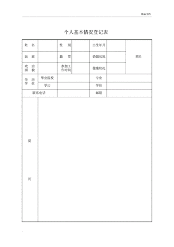 个人基本情况登记标准表格范例.docx 2页