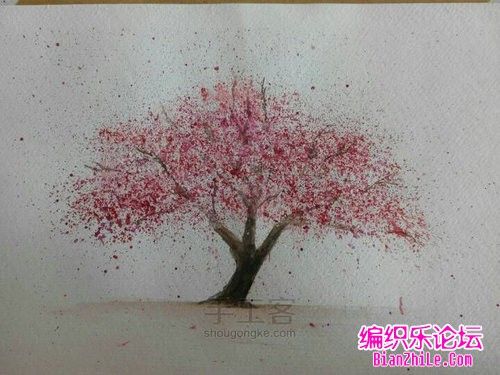教大家如何画水彩樱桃树