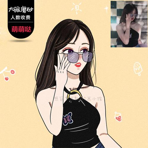 手绘头像 卡通画_情侣头像磨砂风动漫卡通q版原创插画手绘头像来图