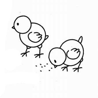 小鸡唱歌简笔画带色