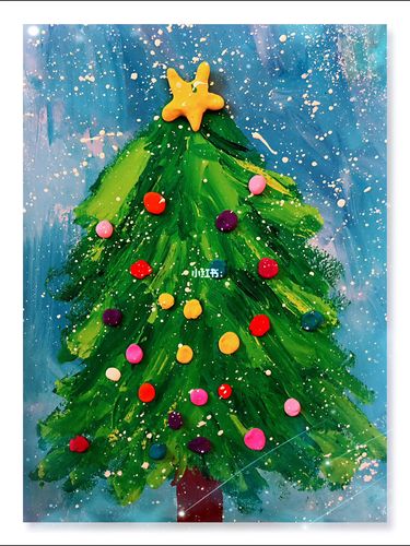圣诞节的圣诞树,创意儿童画,水粉画_圣诞节去哪玩_圣诞树_儿童画_水粉