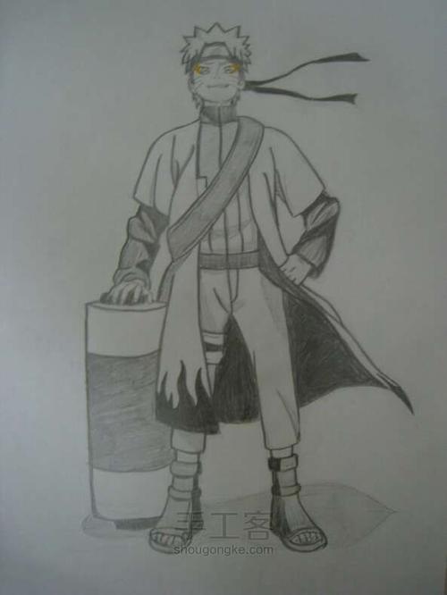 素描火影忍者鸣人最帅全身图片
