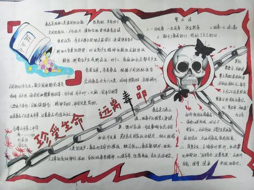 初中有关禁毒防艾的手抄报 初中禁毒手抄报