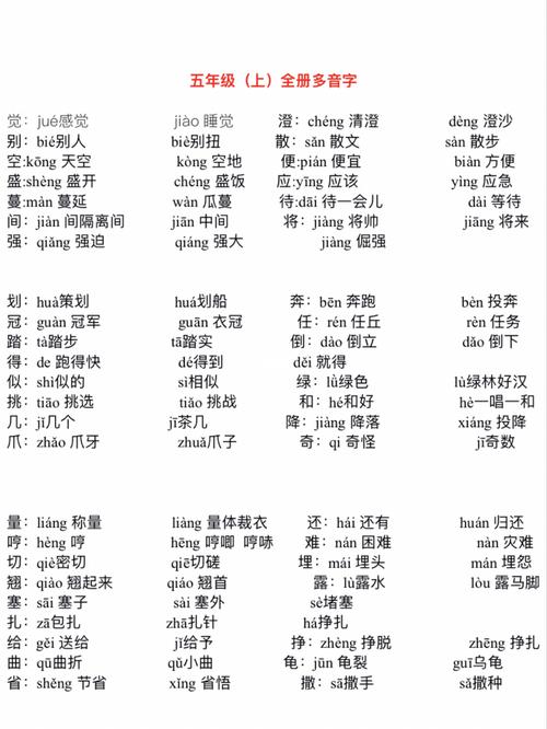 五上语文全册多音字_五年级上册语文_知识_校园教育