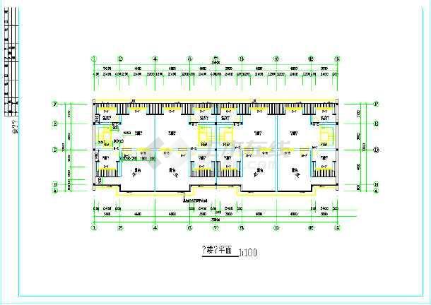 联体别墅施工设计cad建筑平立面图