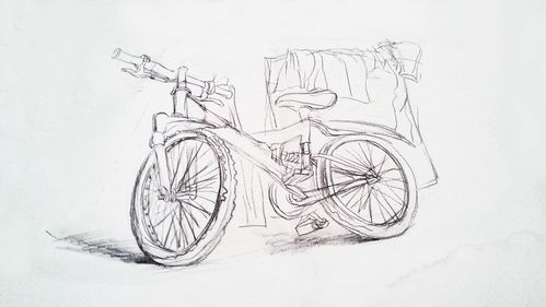 在自己的出租屋内,没有电脑,无聊的时候拿起笔画了自己买了二手自行车