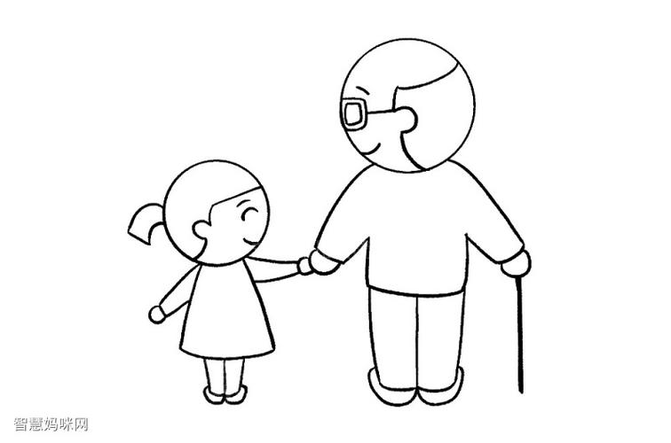 学画重阳敬老简笔画