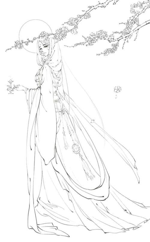 线稿 古风 古风女子 线稿大全漫画上色线稿大全上色素材橡皮章