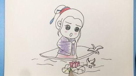 q版简笔画:李清照,号易安居士,宋代女词人,千古第一才女之称