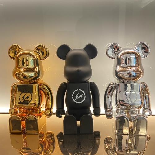 bearbrick400暴力熊积木熊藤原浩联联名闪电电镀公仔潮牌潮玩盲盒
