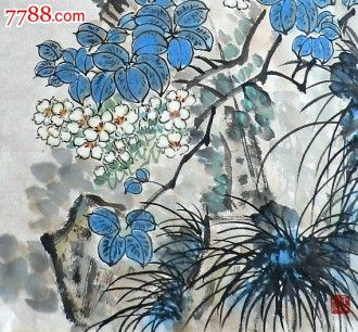 山岩野花-au5733729-花鸟国画原作-加价-7788收藏