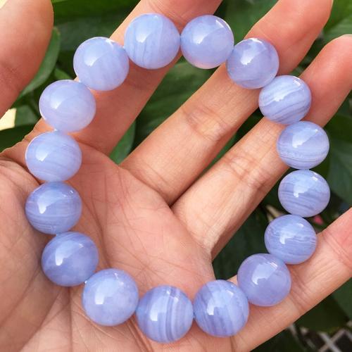 蓝纹玛瑙手链 紫玛瑙水晶手串 时尚流行饰品