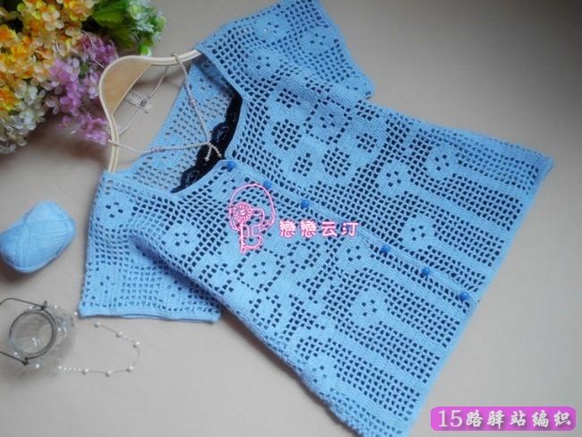 钩针编织网格花图案的短袖开衫图解恋恋云汀手工