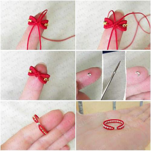 diy母亲节礼物,绳编漂亮红绳戒指编织方法