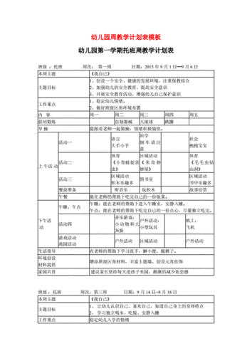 2021年最新幼儿园周教学计划表模板.doc 134页