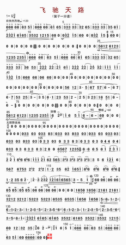 飞驰天路(总谱,分谱26页) 提示:按f11切换浏览器全屏模式.