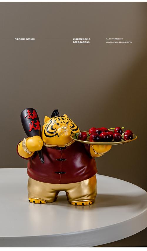 创意老虎摆件肌肉虎摆件虎年吉祥物摆件虎虎生威2022新年装饰品桌面小