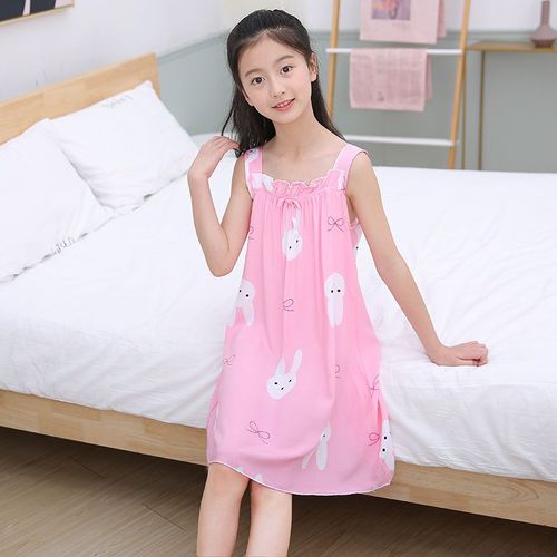 女童薄款睡裙女孩睡衣无袖夏季儿童吊带裙中大童连衣裙莎丞视频