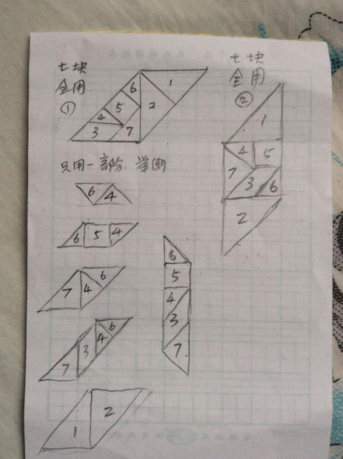 在下面的七巧板中选择合适的图形拼成一个平行四边形