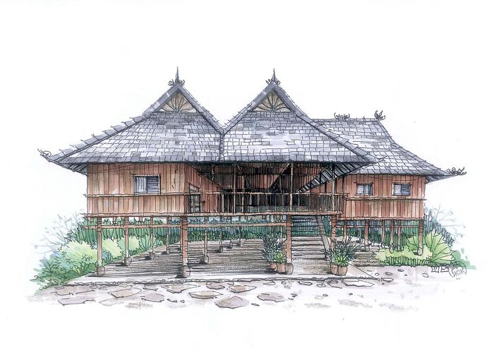 边走边画——云南少数民族建筑手绘作品|插画|商业|二