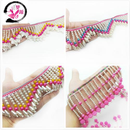 热卖手工钉珠韩国小香风珍珠毛线编织带花边diy发饰手工材料花边推荐