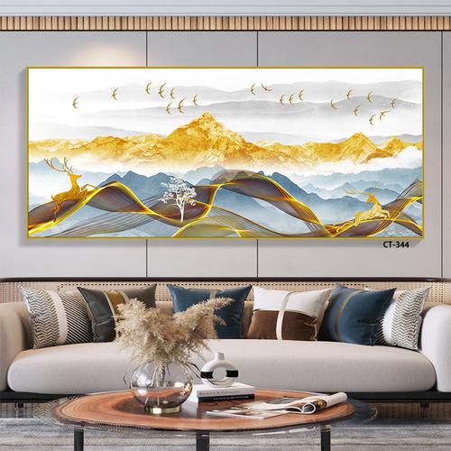 新中式客厅装饰画背靠金山沙发背景墙壁画办公室3d立体山水画挂画 ct