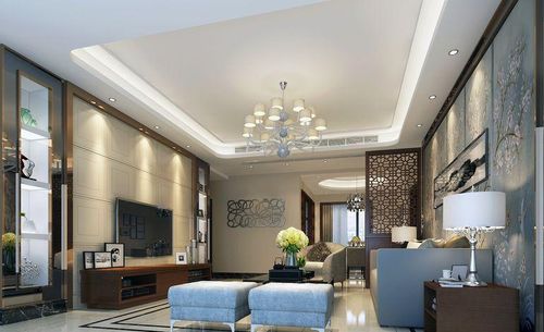 现代简约四居室客厅吊顶装修效果图大全#936674495