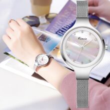 贝母表盘超薄简约防水石英表女生手表 时尚银白盘女表 k6225m-cz1www