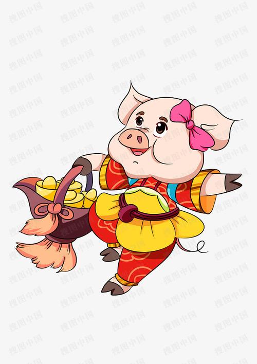 十二生肖吉祥小猪插画